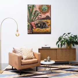 Aihonmin Jungle Wild Porcupine Paint by Numbers Yellow Sofa Paint by Numbers Kits for Adult,Botanical Painting on Canvas for Creative Wall Art Home Decoration Without Framed 16''W x 20''H