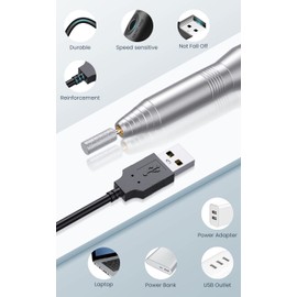 Nail Drills for Acrylic Nails Professional, Portable Electric Nail Filer Kit for Gel Nail with 6 PCS Nail Drill Bits and Sanding Bands Manicure Pedicure Polishing Shape Tools for Home Salon Silvery