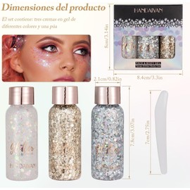 Gel Corporal con Purpurina Sirena 3 Colores - Brillo Lentejuelas Escamas para Maquillaje, Cuerpo, Cabello, Uñas y Labores DIY (A)