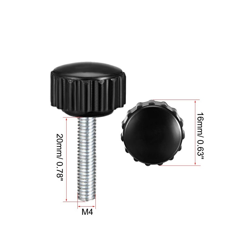 sourcing map M4 x 20mm Metric Male Thread Knurled Clamping
