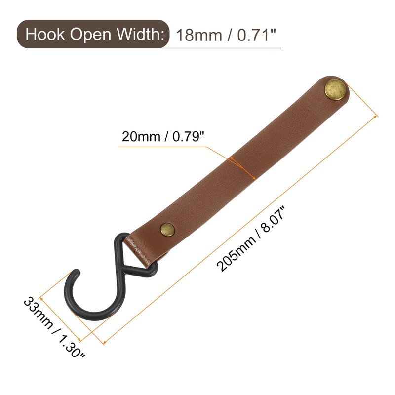sourcing map Leather S Hooks, 8Pcs Camping Hook Hanger Multipurpose