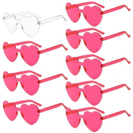 Jesdavan Heart Glasses, Pack of 9 Heart-Shaped Sunglasses, Heart Shaped Sunglasses, Heart-Shaped Sunglasses, Glasses, Party, Suitable for Hen Party, Women's Accessories and Wedding