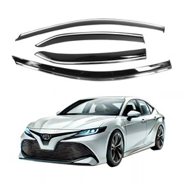 Fit for Toyota Camry 2018 2019 2020 2021 2022 ZH Advanced PC + Stainless Steel Window Deflectors Rain Guards Side Window Visor Rain Guards Sun Rain Deflector Visor 4 Pieces 2.5mm Thickened…