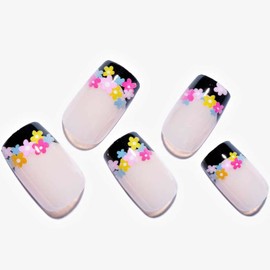 GLAMERMAID Medium Press on Nails Almond - Blue French Tip Fake Nails with Animal Snake Skin Design, Medium Oval False Nails, Dark EMO Glue on Nails for Women Acrylic Stiletto Stick on False Nail Kits