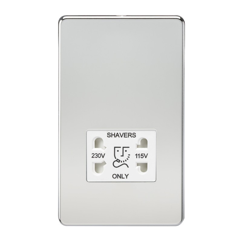 Knightsbridge SF8900PCW Screwless Dual Voltage Shaver Socket in Polished Chrome