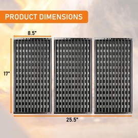 Hisencn 17” Grill Grates for Charbroil Performance Tru-Infrared 3 Burner 463370719 463371116 463370919 463344116, Enameled Steel Emitters Plates for Char-Broil 463371716 463633316, G460-0500-W1
