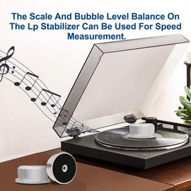 Monosadio 3 in 1 Record Stabilizer Weight 50Hz Audiophile 320G Aluminum Turntable Weight With High-Precision Bubble Level for Vinyl LP Record Player Disc (Silver)