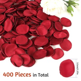 Mozeat Lens 400 Pcs Red Flower Silk Petals Silk Rose Petals for Wedding Flower Basket Romantic Night Scatter Flower Petals Decoration for Home Table Aisle Runner Party Valentine's Day Bridal Shower