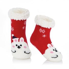 Zando Christmas Socks Fuzzy Socks for Kids Fuzzy Christmas Socks Christmas Slippers Socks for Kids Toddler Christmas Socks Girls Fuzzy Socks Sherpa Socks Kids Slipper Socks Christmas Rabbit 3-6 Years