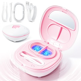 Rechargeable Contact Lens Cleaner,Contact Lens Clean Machine with 3 Vibration Modes & Blue Light,360° High-Frequency Vibration for Cleaning Soft Lenses, Colored Contact Lenses (Pink, mini Size)