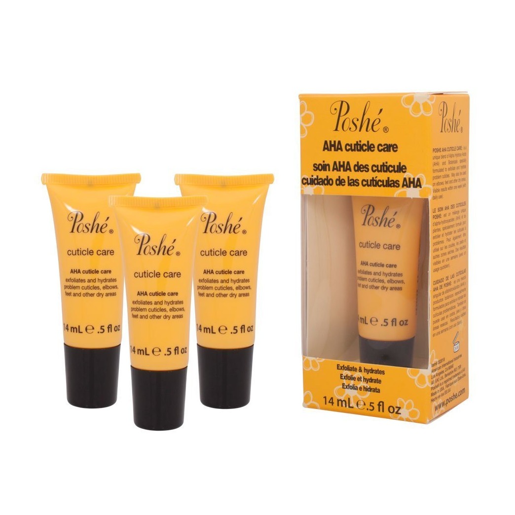 3 Poshe AHA Cuticle Care Nail Treatment 0.5 Oz Cream Professional Salon Manicure