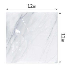 Peel and Stick Backsplash Tiles, 10pcs 12"x12" White Marble Wall Tiles, PVC Self Adhesive Wall Panels, Stick on Backsplash Tiles for Kitchen, Shower, Bathroom, Living Room