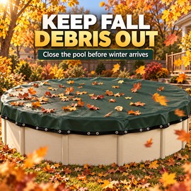 Supreme Plus 18 Ft Round Winter Above Ground Pool Cover, 22 Ft Green Black Cover with Cable and Winch