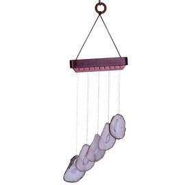 mookaitedecor Natural Agate Slices Wind Chimes for Home Garden Decoration 13-19 Inches