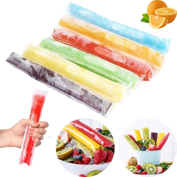Crethink 50 Pieces Disposable Ice Pop Bags Leakproof Popsicle Maker with Ziplock for Freezer Pop,Ice Candy,Yogurt,Juice(28 * 5.5CM)
