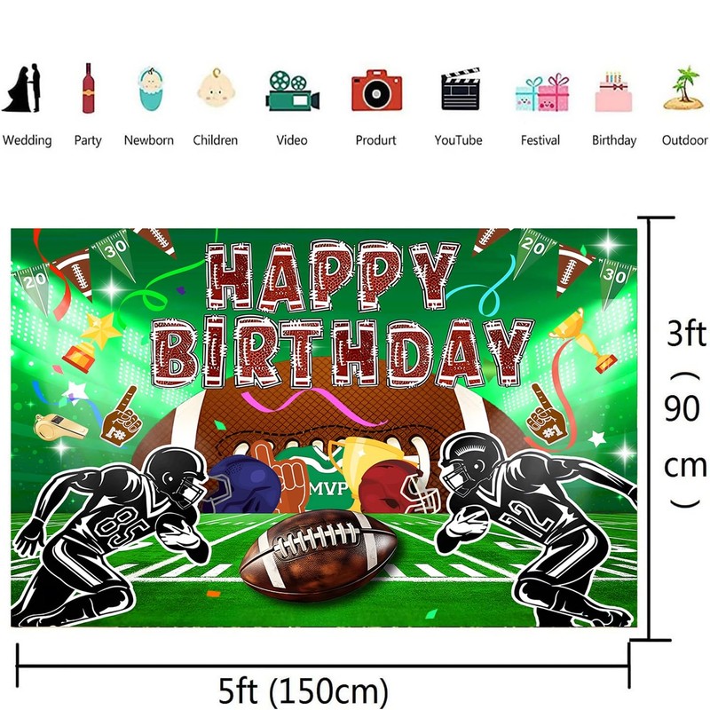 Football Happy Birthday Backdrop Banner