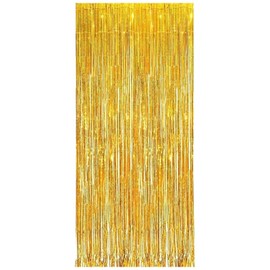 Ovanda Tinsel Curtain Gold, Glitter Curtain, Streamers Gold, Girls Birthday Decoration Gold, Photo Wall Background for Christmas, New Year's Eve, Birthday, Graduation, Golden Wedding, Party Decoration