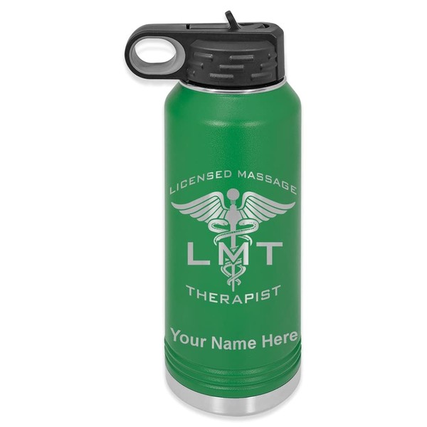 LaserGram Personalized Water Bottle, LMT Licensed Massage Therapist, Stainless Steel