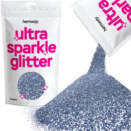 Hemway Premium Ultra Sparkle Glitter Multi Purpose Metallic Flake for Arts Crafts Nails Cosmetics Resin Festival Face Hair - Azure Blue - Ultrafine (1/128" 0.008" 0.2mm) 100g / 3.5oz