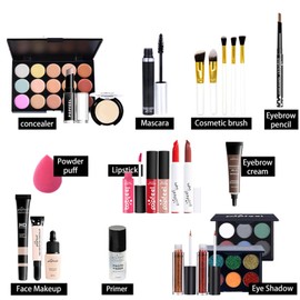 Professionelles Makeup Set, MKNZOME Kosmetik Starter Kit mit Schminktasche Tragbare Reise Makeup Paletten Geburtstags Weihnachten Geschenkset Voller Größe Lidschatten Gesichtspuder Lipgloss