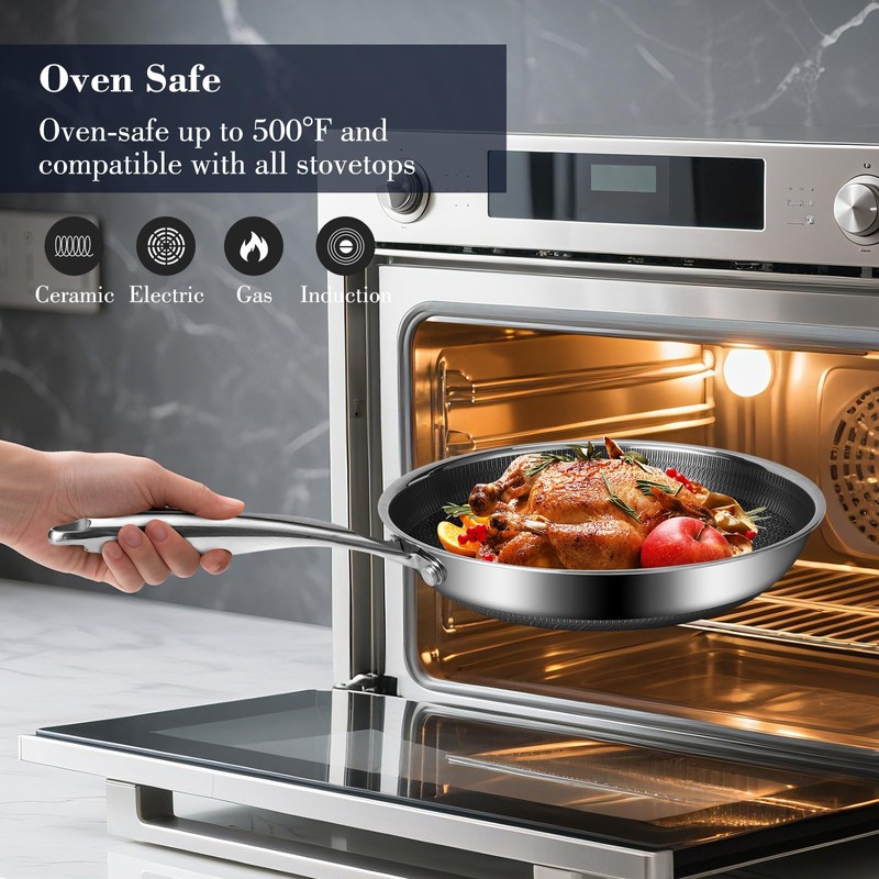 Tibbicc 12 Inch Hybrid Non Stick Frying Pan Set Skillet