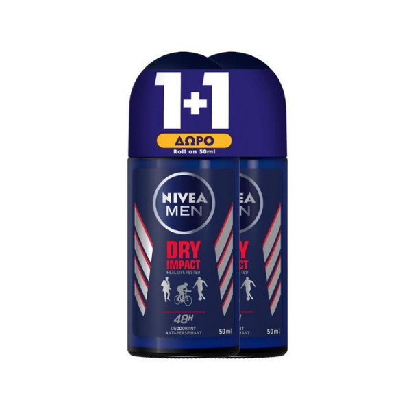 Nivea Men Dry Impact Deodorant Roll-On 50 ml 1+1 Free