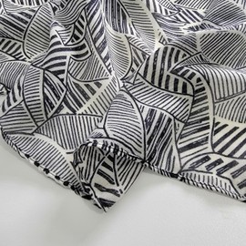 GFM® Floral Leaves Print Scarf-Spring Summer - All Seasons Scarf (PSCF-FP2) (Lvs-092-Black)