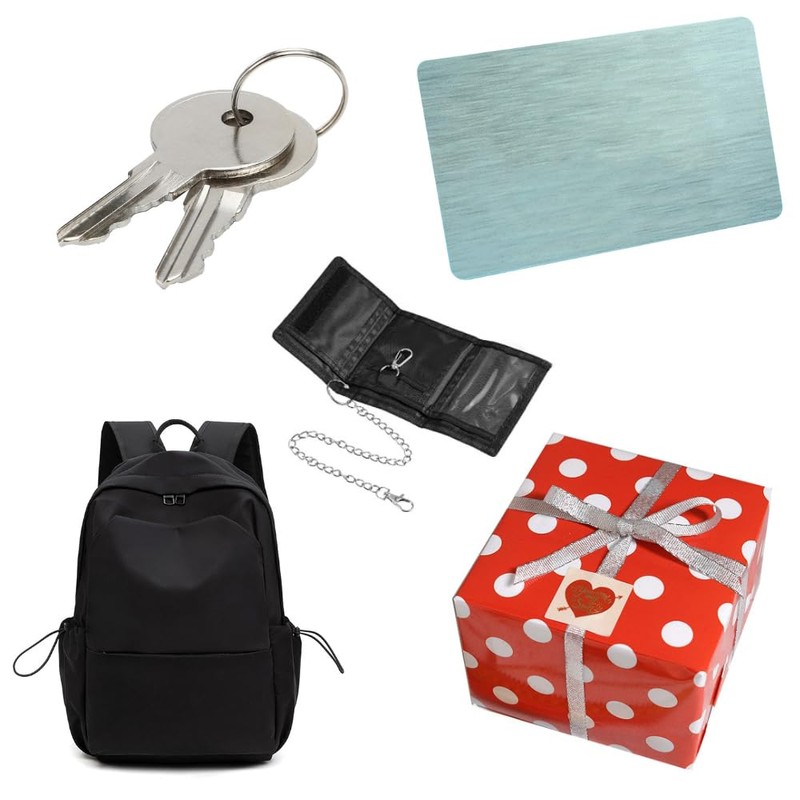 Lowats Slim Black Wallet Zip Foldable Triple Wallet with Chains