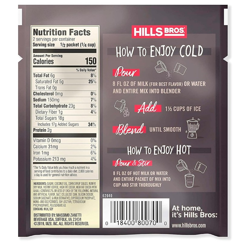 Hills Bros. Frappés, Chocolate Espresso Drink Mix, Gluten Free, Kosher