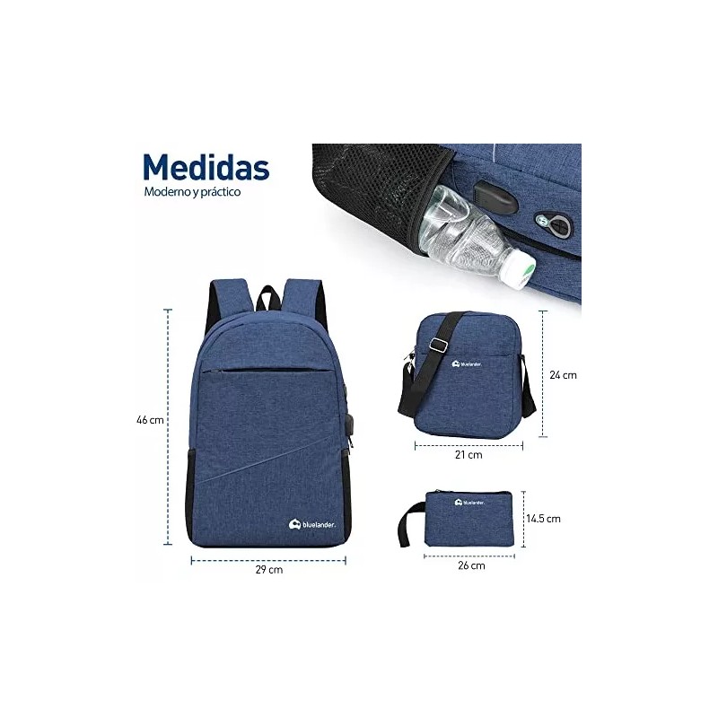 Bluelander 2 Sets Mochila Para Laptop Con Mochila Cruzada Y