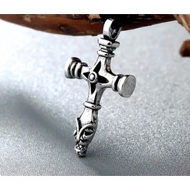 Fashion Jewelry Big VIKING CROSS CELTIC ODIN CRUSADE Charm 20" 925 Sterling Silver Necklace Men