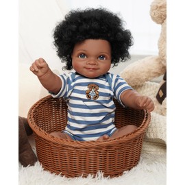 VacosHeart Realistic Reborn Baby Dolls - 20 Inch Black African American Boy, Lifelike Soft Full Body Vinyl & Curly Hair, Newborn Weighted Doll for Kids Ages 3+ Gifts, Pretend Play, Collection