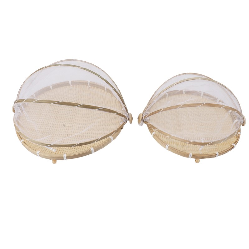 2Pcs Food Serving Tent Basket Fly Skeeter Insect Resistant Bamboo