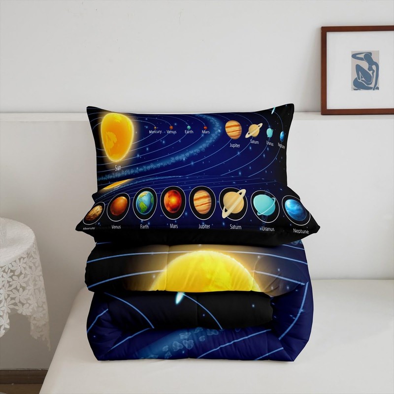 Feelyou Solar System Comforter Set for Kids Toddler Outer Space