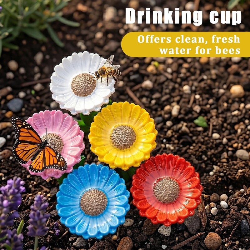 5 Set Bee Watering Station Insect Drinking Cups for Garden