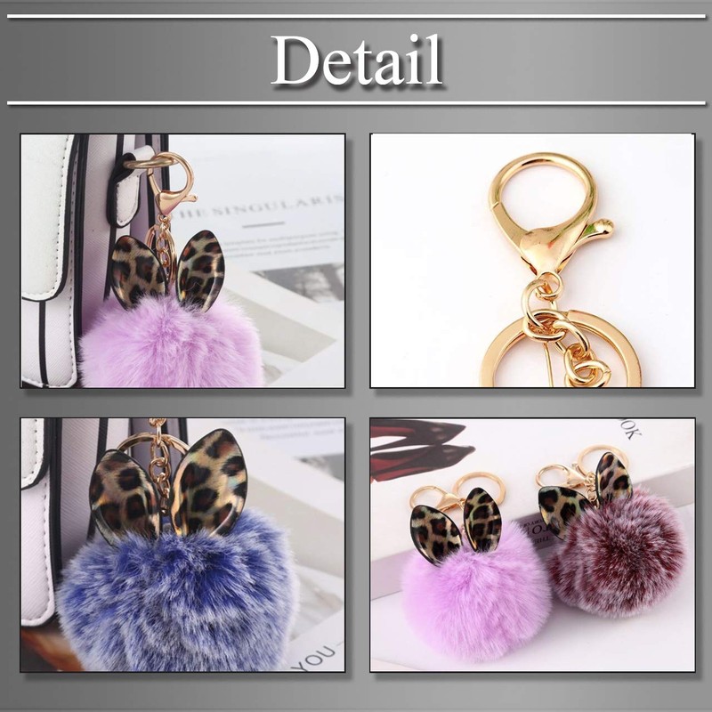 BUZZxSELECTION Women's Cat Ear Cat Leopard Print Keyring Charm Keychain