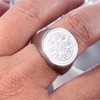 PAURO Men's Ring Stainless Steel Retro Round Compass Signet, Stainless