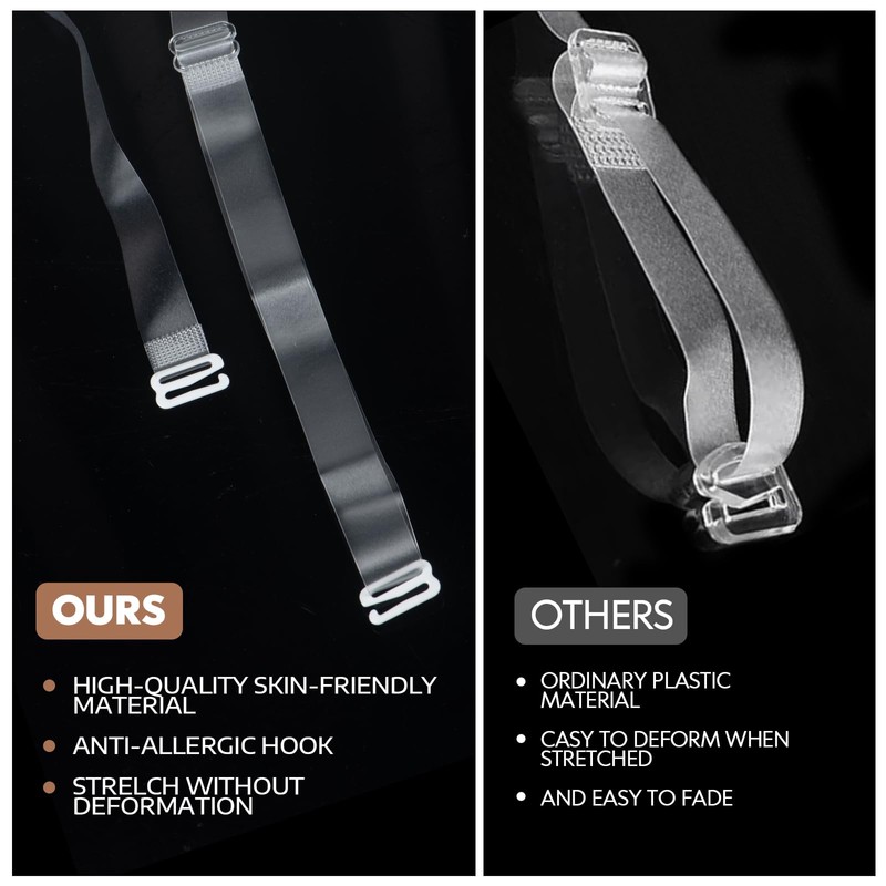 GUKOY Clear Invisible Bra Strap 4 Pairs (15mm)