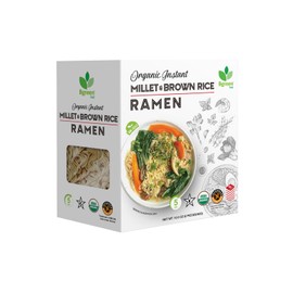 Big Green Organic Food - Organic Instant Millet & Brown Rice Ramen, USDA Organic, Add Directly to Broth, Ready to Eat Meals, Air-Dried, Non-Fried (3 Box)