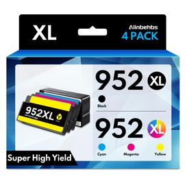 952XL Ink Cartridges Combo Pack Replacement for HP 952XL Ink Cartridges Combo Pack 952 XL for Officejet Pro 8710 8702 7720 7740 8700 8715 8210, Black, Cyan, Yellow, Magenta, 4 Pack