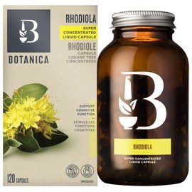 Botanica Botanica Rhodiola Liquid Capsules, Rhodiola Rosea Supplement for Stress Relief and Cognitive Support, Whole Rhodiola rosea root, Non-GMO, Vegan and Gluten Free, 120 Capsules, 120 day supply