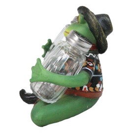 Cowboy Toad Frog With Hat Boots And Southwest Serape Salt Pepper Shakers Holder