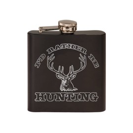 Rogue River Tactical Funny Hunting Stainless Steel Hip Flask Premium Matte Black Makes a Great Gift For Hunter Him Dad Father Gag Joke Gift I'D Rather Be Hunting