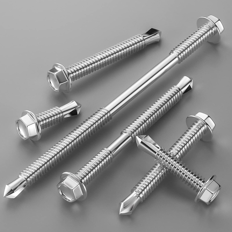 Wensilon (300Pcs) #8×3/4" Hex Washer Head Self Drilling Screws, 410