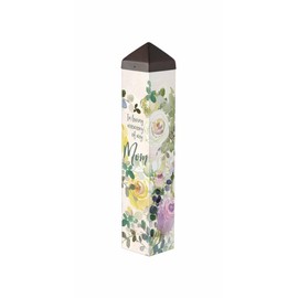 Studio M Art Pole, PVC Weather Resistant Pole with Vinyl Bowl 20 inches Tall Outdoor Decoration for Gardens, Patios, Yards, Landscaping and Birding Accessories, in Loving Memory of My Mom Floral