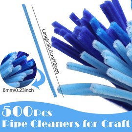 Veramz 500PCS Pipe Cleaners Craft - Blue Pipe Cleaners Craft Bulk Supplies,Chenille Stems for Kids and Adults DIY Arts Crafts Project