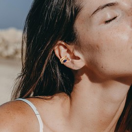 MTMY Gold Ear Cuff Earring for Women 14K Gold Plated Cubic Zirconia Non-Pierced Clip on Cartilage Chunky Ear Cuffs Hypoallergenic Jewelry(eye,single)