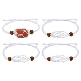 WEWAYSMILE 4Pcs Empty Crystal Holder Bracelet Adjustable Stone Cage Cord Bracelet Nylon Braided Crystal Netted Holder Bracelets Cord for DIY Crystal Pendant Bracelet Jewelry Making