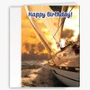 Happy Birthday Sailboat Greeting Card – with sailboat & sunset