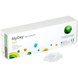 MYDAY Daily disposable Torisch Tageslinsen weich, 30 Stück / BC 8.6 mm / Dia 14.5 mm / CYL -0,75 / ACHSE 90 / -1.25 Dioptrien